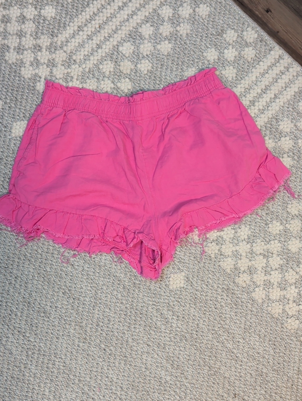 aerie Hot Pink High-Waist Ruffle Hem Shorts